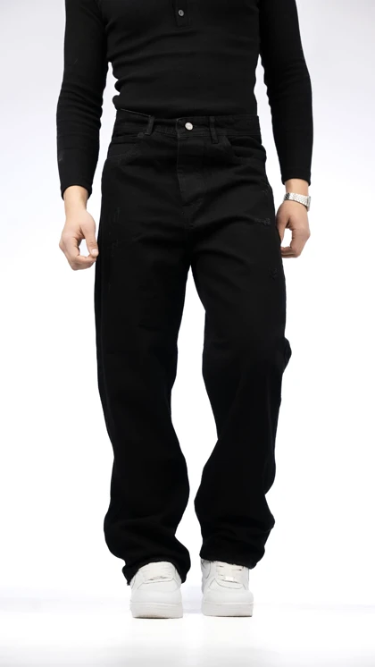 شلوار بگ جین مشکی قد 110 سانت * بهترین کیفیت دنیم کد 946