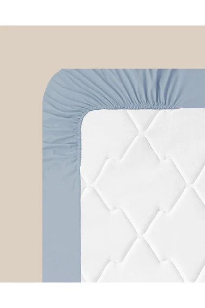 ملحفه دو نفره English Home مدل Pure پنبه‌ای - آبی روشن