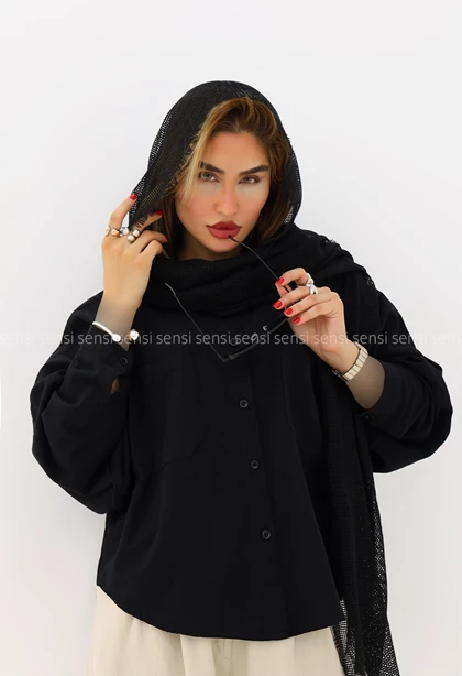 شومیز لینن باکسی کیمونو کد1006057