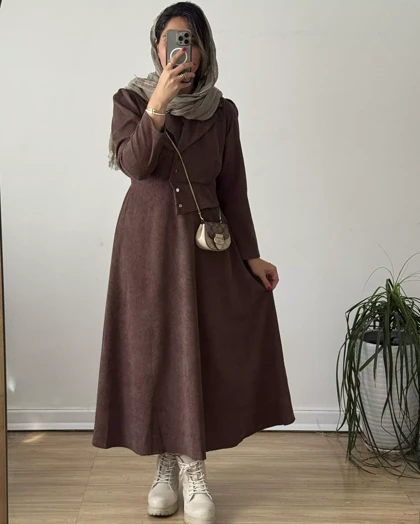 پیراهن مخمل کبریتی سارا