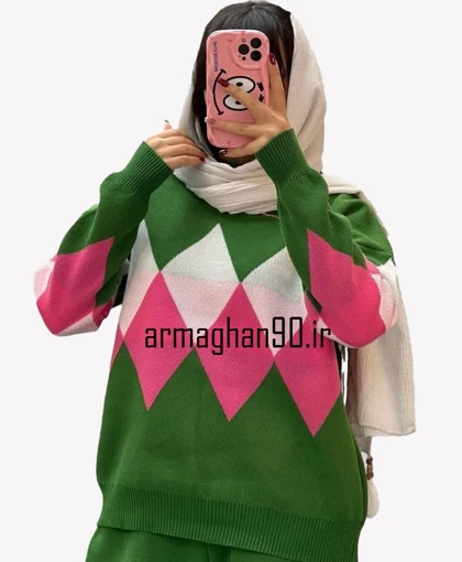 ست بافت بلوز شلوار زنانه لوزی شکل