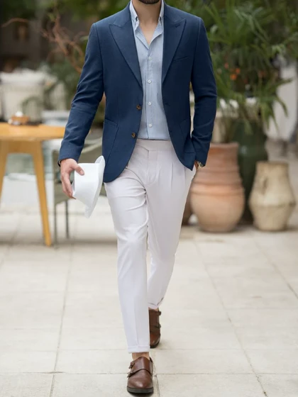 پیراهن آبی راه راه ریز کد sh229