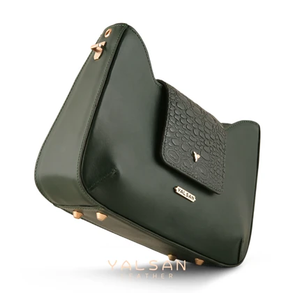 کیف دوشی و دستی زنانه چرم یلسان مدل راشا کد104-GAN