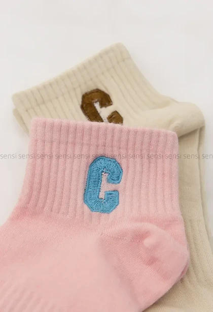 جوراب گلدوزی نیم ساق پنبه کد1004981