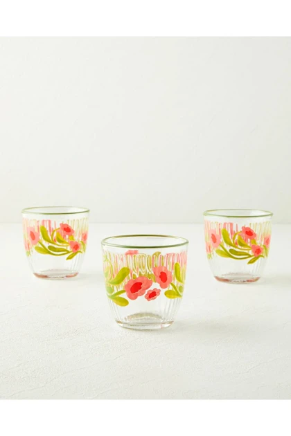 لیوان نوشیدنی 3 تکه English Home مدل Bright Petals شیشه‌ای - چندرنگ