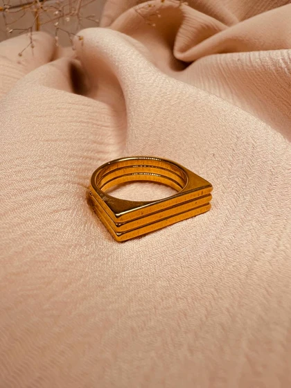 انگشتر سه خطی استیل