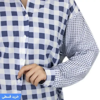 شومیز چهار خانه یقه مردانه18979