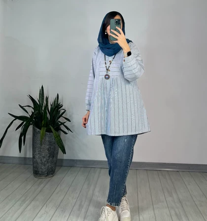 مانتو راه راه بادام