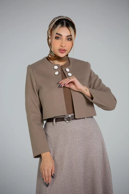 پالتو کت کراپ یقه گرد