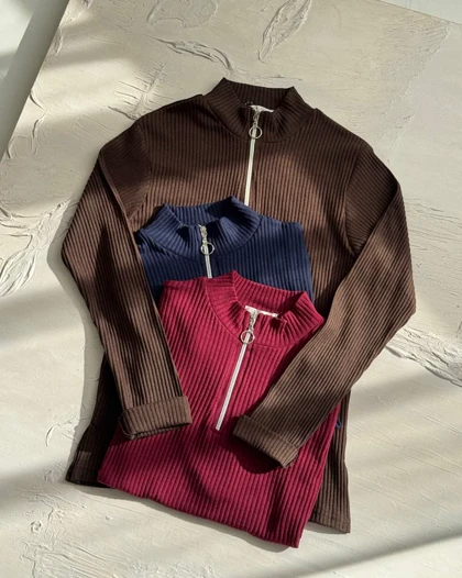 بلوز نیم زیپ راه پهن کد 1400178