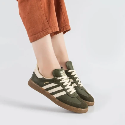 کفش و کتانی زنانه و دخترانه مدل آدیداس سامبا ADIDAS_SAMBA رنگ کرم یشمی کد F100