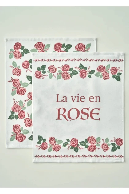 دستمال خشک‌کن آشپزخانه Bella Maison مدل Rose پنبه‌ای - کرم