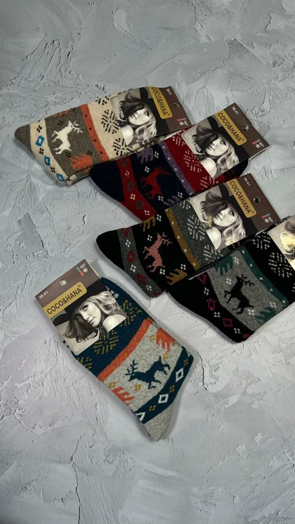 جوراب پشمی طرح گوزن