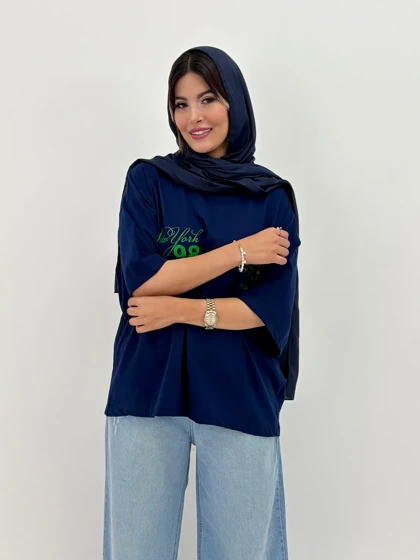 تیشرت باکسی پنبه درجه 1 یقه گرد - کد 2546