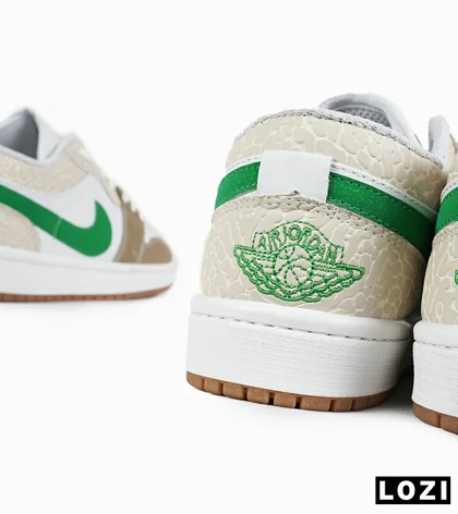 کفش کتانی مردانه و زنانه سفید کرم سبز NIKE jordan 1