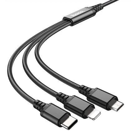کابل شارژ سه سر هوکو HOCO مدل X76 Super یک متری 2 آمپر