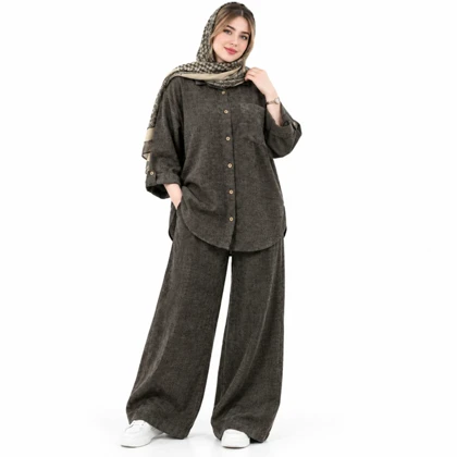 ست مانتو و شلوار زنانه مخمل پاییزی کد 275