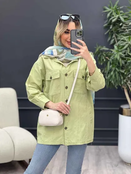 مانتو لینن چهار جیب برش‌دار