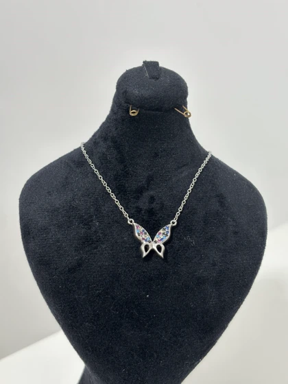 گردنبند نقره زنانه اصل با پلاک پروانه 981