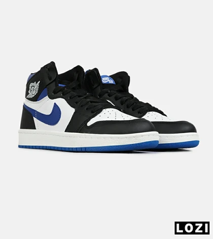 کفش کتانی ساق‌دار مردانه و زنانه مشکی سفید آبی NIKE jordan 1 مدل 7695