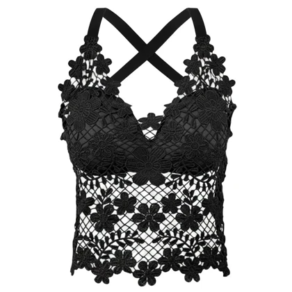 کراپ تاپ زنانه ماییلدا مدل گل‌گلی گیپوری کد 5474-1837