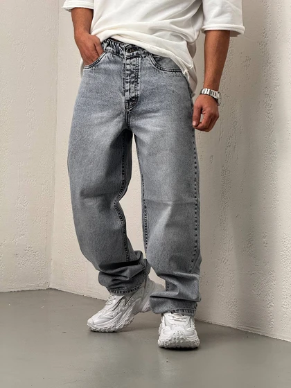 شلوار مردانه جین نیم بگ ترک