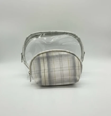 کیف لوازم آرایش سه عددی چهارخونه در سه رنگ