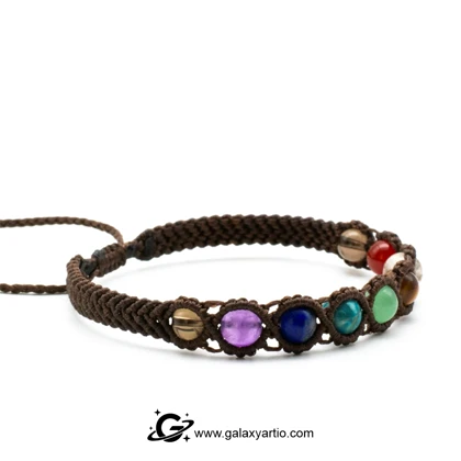 دستبند 7چاکرا با بافت مکرومه