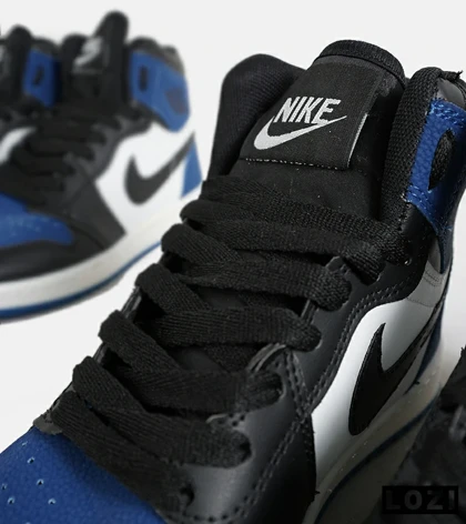 کفش کتانی مردانه و زنانه ساق‌دار مشکی آبی سفید NIKE jordan 1