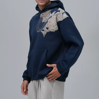 هودی مدل نوشته realistic برند SAW رنگ سرمه ای 141