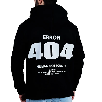 هودی مردانه سفید مشکی طرح ERROR 404