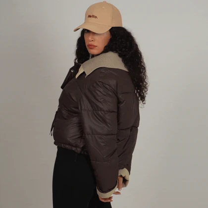 کاپشن یقه بافت