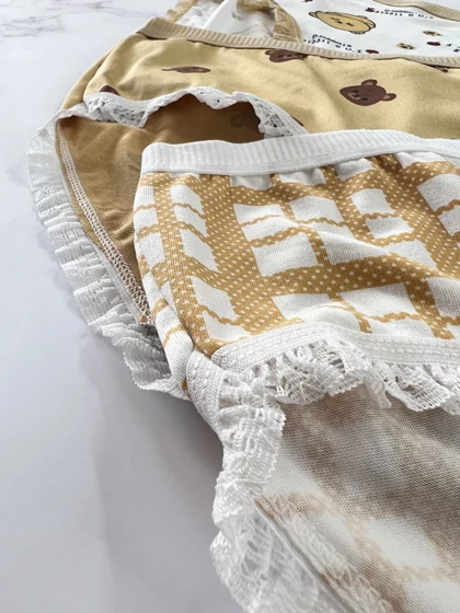 شورت اسلیپ نخ پنبه عروسکی طرح خرس خردلی