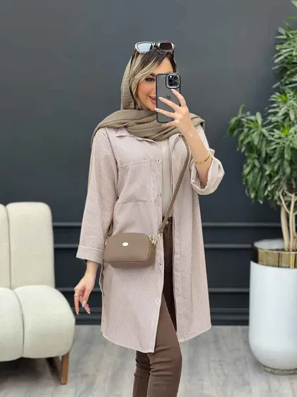 مانتو راه راه بغل سه دکمه