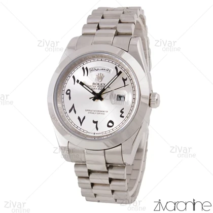 ساعت رولکس دی دیت مردانه تمام نقره ای ایندکس اعداد عربی 105773