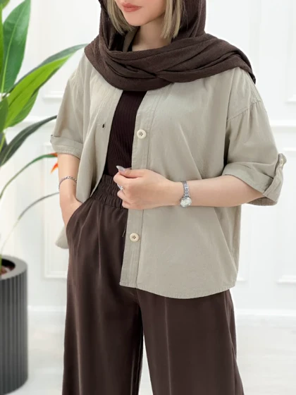 شومیز کوتاه زنانه مرجان
