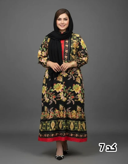 پیراهن ساحلی وارداتی دکمه دار طرح گل‌دار 7314