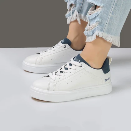 کفش و کتانی ونس راحتی زنانه و دخترانه مدل برشکا bershka رنگ سفید سرمه ای کد M1455
