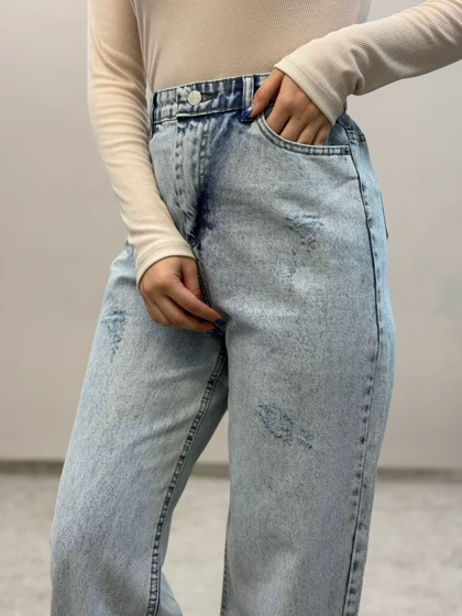 شلوار نیمبگ جین آبی سنگشور ام کی