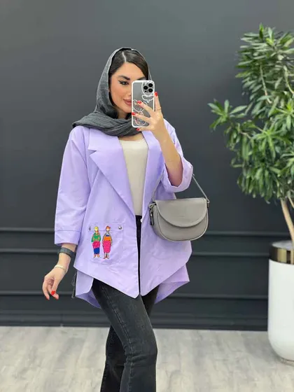 مانتو داکرون جیب گلدوزی بغل چاک
