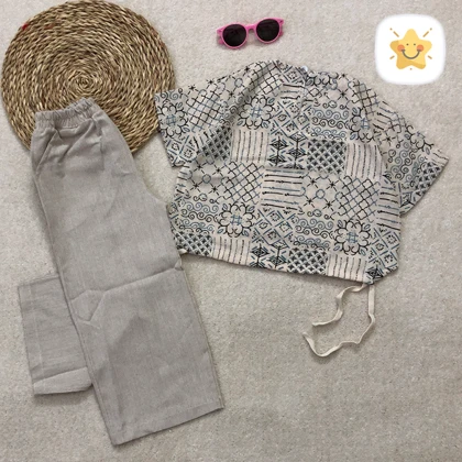 کراپ شلوار لینن دخترانه کد35283- 2 تا 10 سال