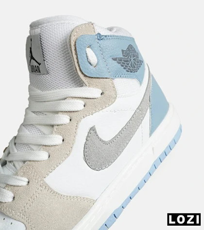 کفش کتانی ساق‌دار زنانه و مردانه سفید کرم آبی نایک NIKE jordan 1 مدل 8143