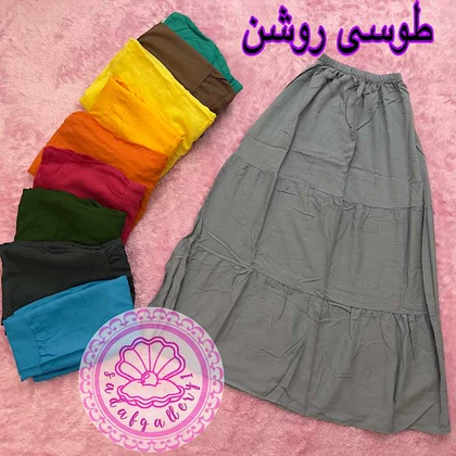 دامن نخی طبقه‌ای بلند در رنگبندی متنوع