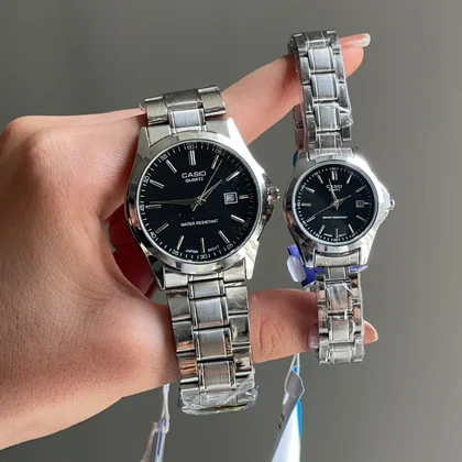 ساعت ست کاسیو استیل صفحه مشکی