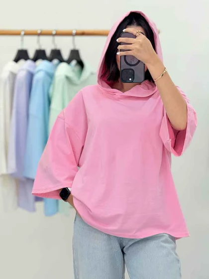 تیشرت باکسی کلاه دار