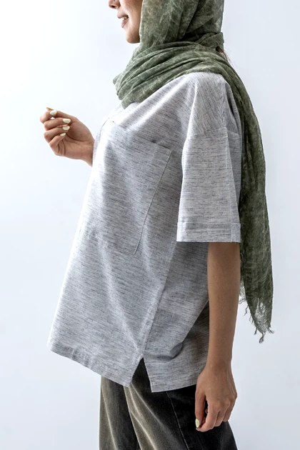 شومیز نیم قاپک دو جیب زنانه