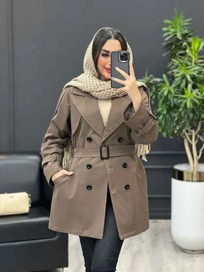 بارانی شش دکمه ژیله گرد کوتاه