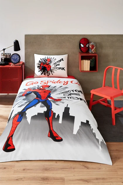 سرویس روتختی یک نفره Özdilek مدل Spiderman Go Spidey پنبه - طوسی