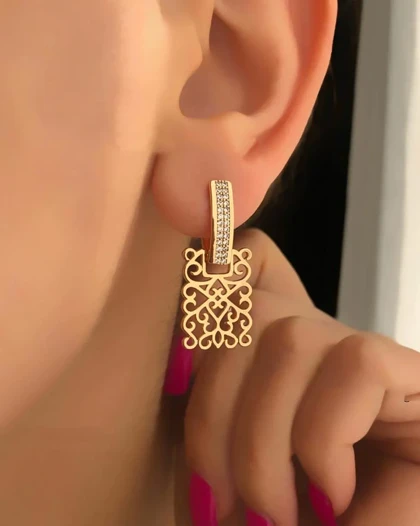 گوشواره ترنج نگین‌دار ژوپینگ