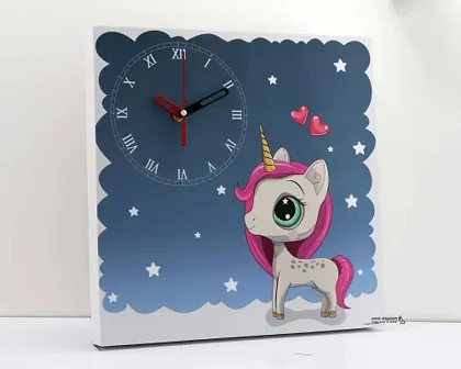 ساعت دیواری کودک طرح یونیکورن KIMKIM